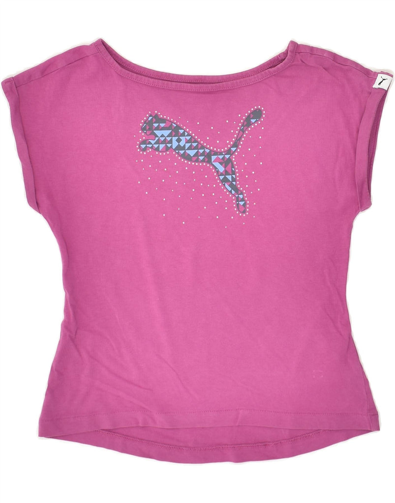 PUMA Girls Graphic T-Shirt Top 5-6 Years Pink Cotton | Vintage Puma | Thrift | Second-Hand Puma | Used Clothing | Messina Hembry 