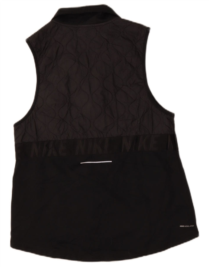 Nike Womens Graphic Quilted Gilet UK 12 Medium Black Polyester