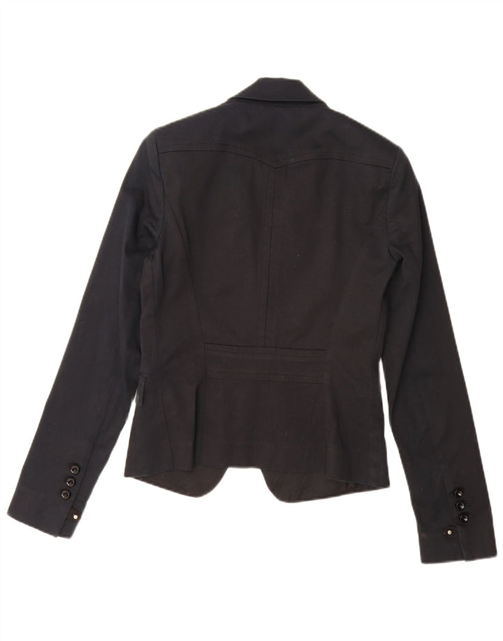 PINKO Womens 1 Button Blazer Jacket UK 10 Small Black Cotton