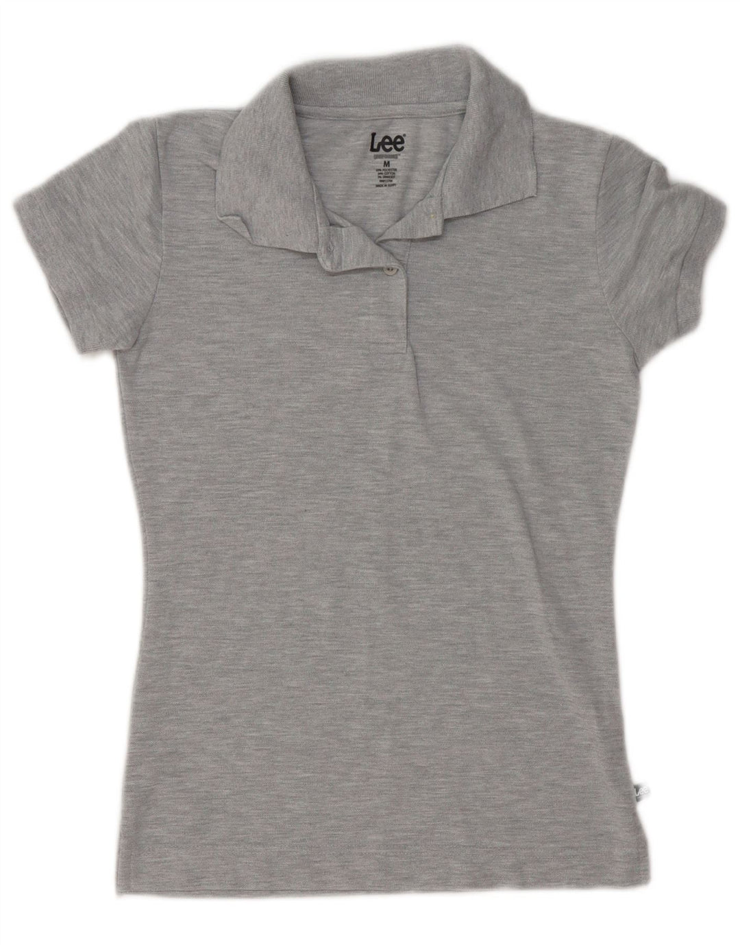Lee Womens Polo Shirt UK 12 Medium Grey Flecked Cotton