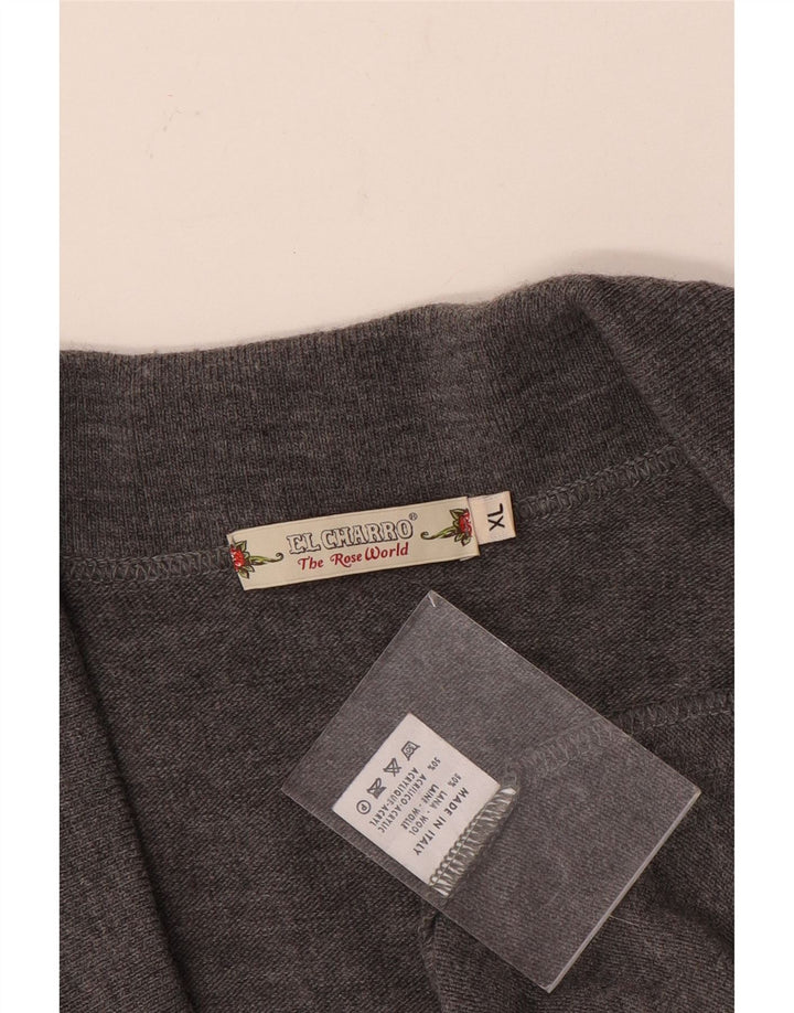 El Charro Mens Cardigan Sweater XL Grey Wool