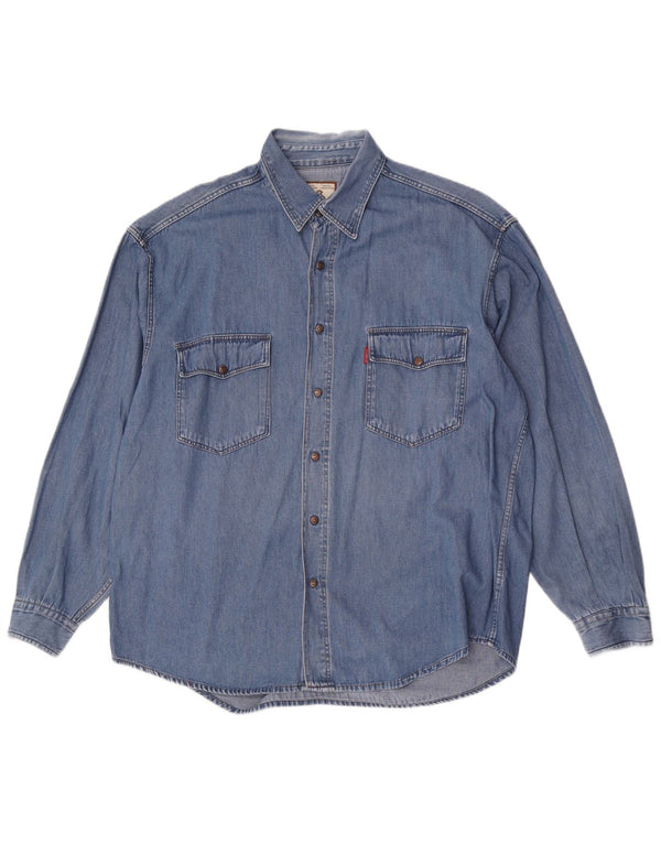Vintage Mens Denim Shirt Large Blue Cotton