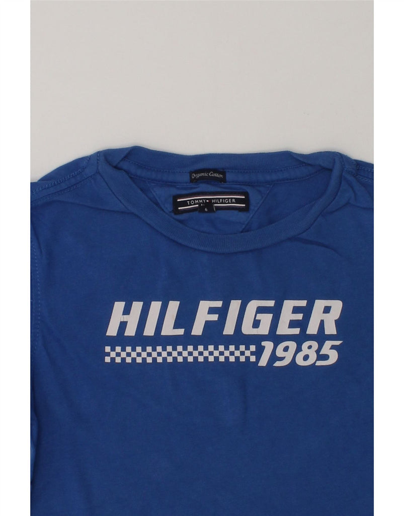 TOMMY HILFIGER Boys Graphic T-Shirt Top 5-6 Years Blue Cotton | Vintage Tommy Hilfiger | Thrift | Second-Hand Tommy Hilfiger | Used Clothing | Messina Hembry 