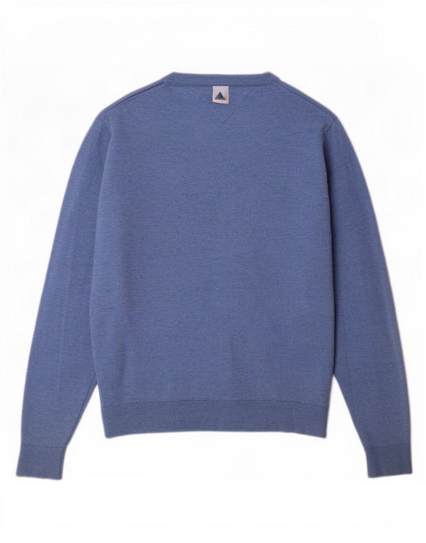 Tommy Hilfiger Mens V-Neck Jumper Sweater 2XL Blue Flecked Lambswool
