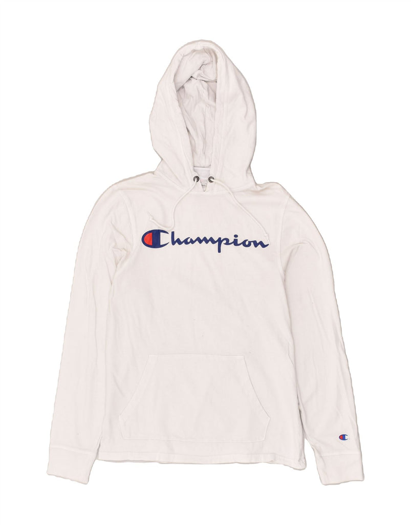 CHAMPION Mens Graphic Hoodie Jumper Small White | Vintage Champion | Thrift | Second-Hand Champion | Used Clothing | Messina Hembry 