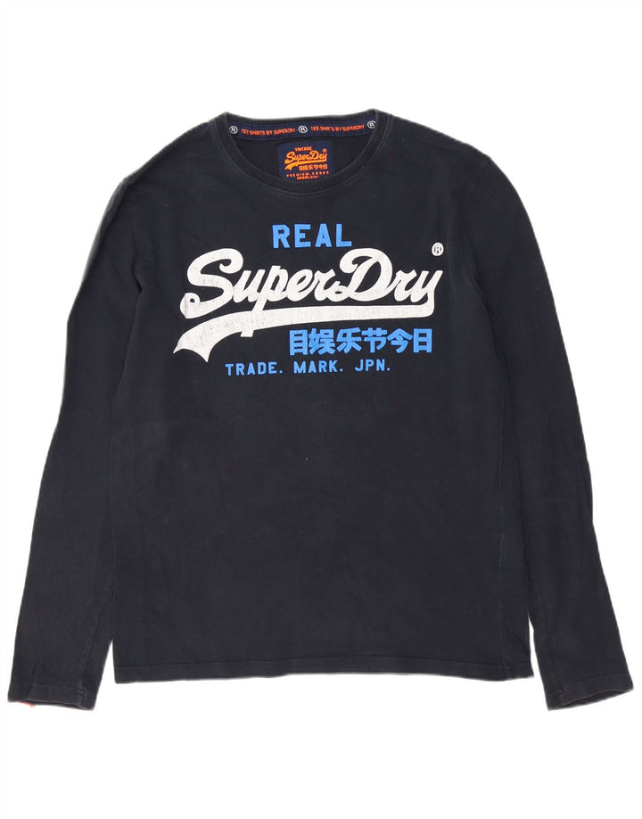 Superdry Mens Graphic Top Long Sleeve Large Black Cotton