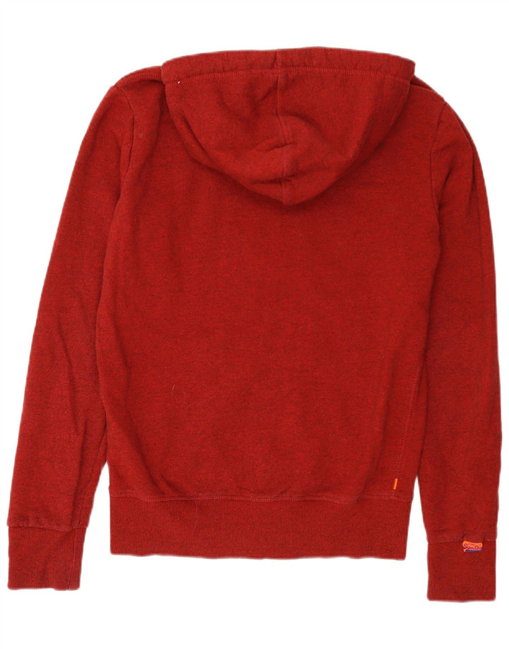 Superdry Mens Graphic Zip Hoodie Sweater Small Red Flecked Cotton
