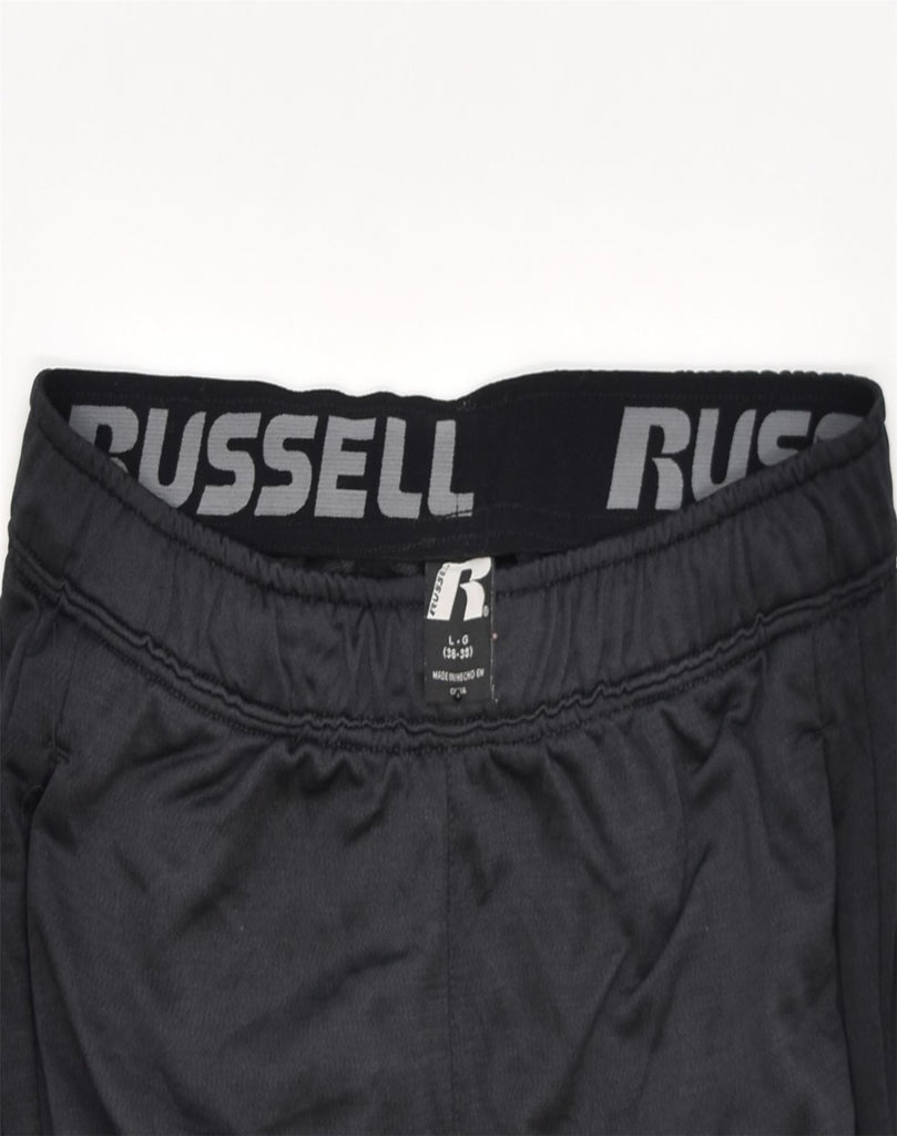 RUSSELL ATHLETIC Mens Tracksuit Trousers Large Black Polyester | Vintage | Thrift | Second-Hand | Used Clothing | Messina Hembry 