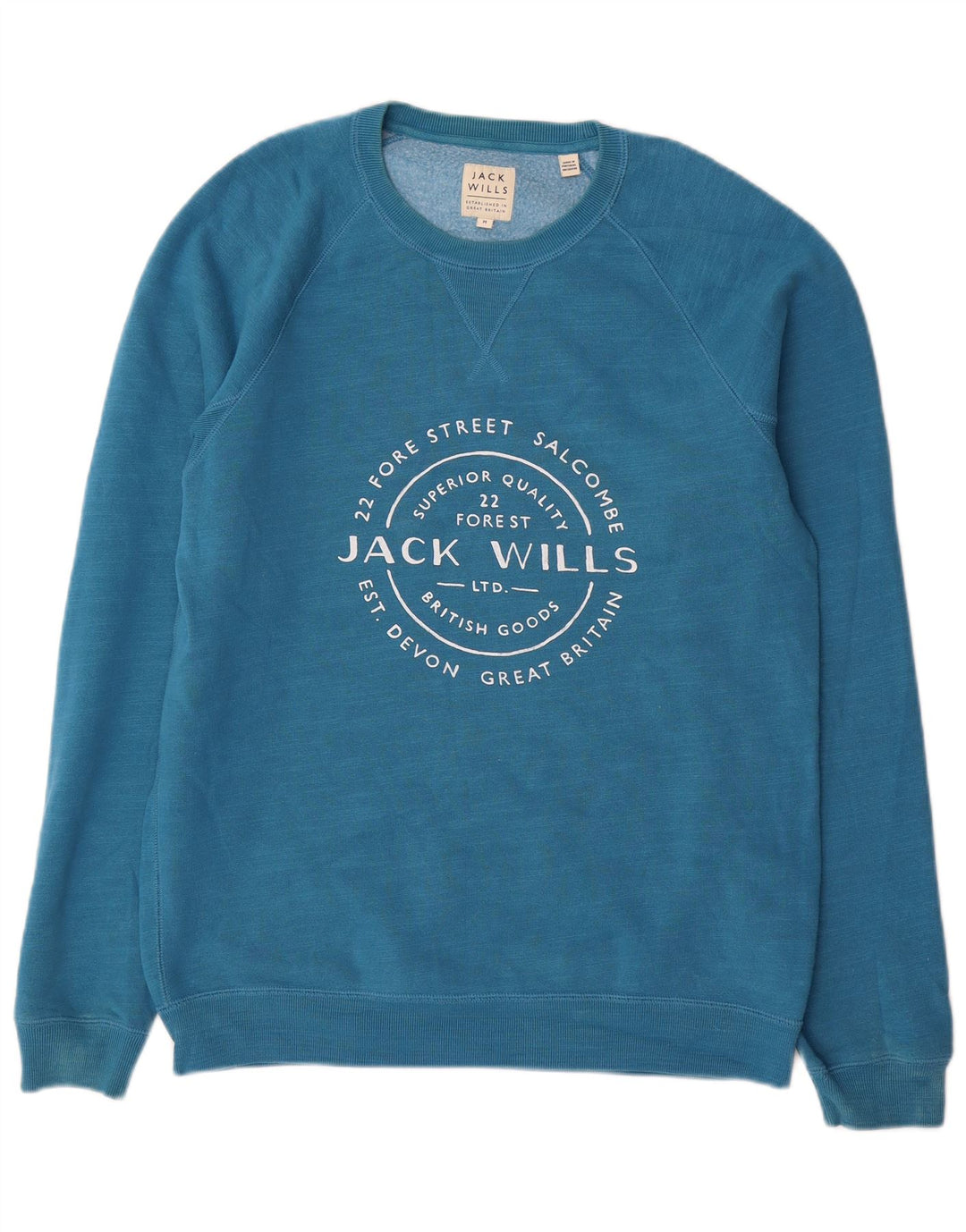 Jack Wills Mens Graphic Sweatshirt Jumper Medium Blue Cotton