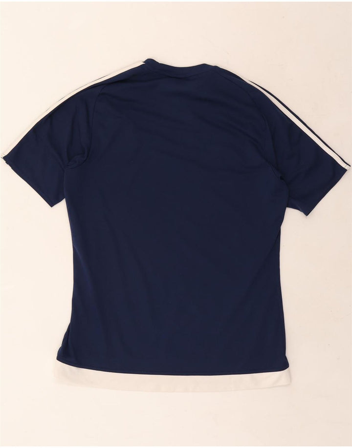ADIDAS Mens Climalite T-Shirt Top Medium Navy Blue Colourblock Polyester