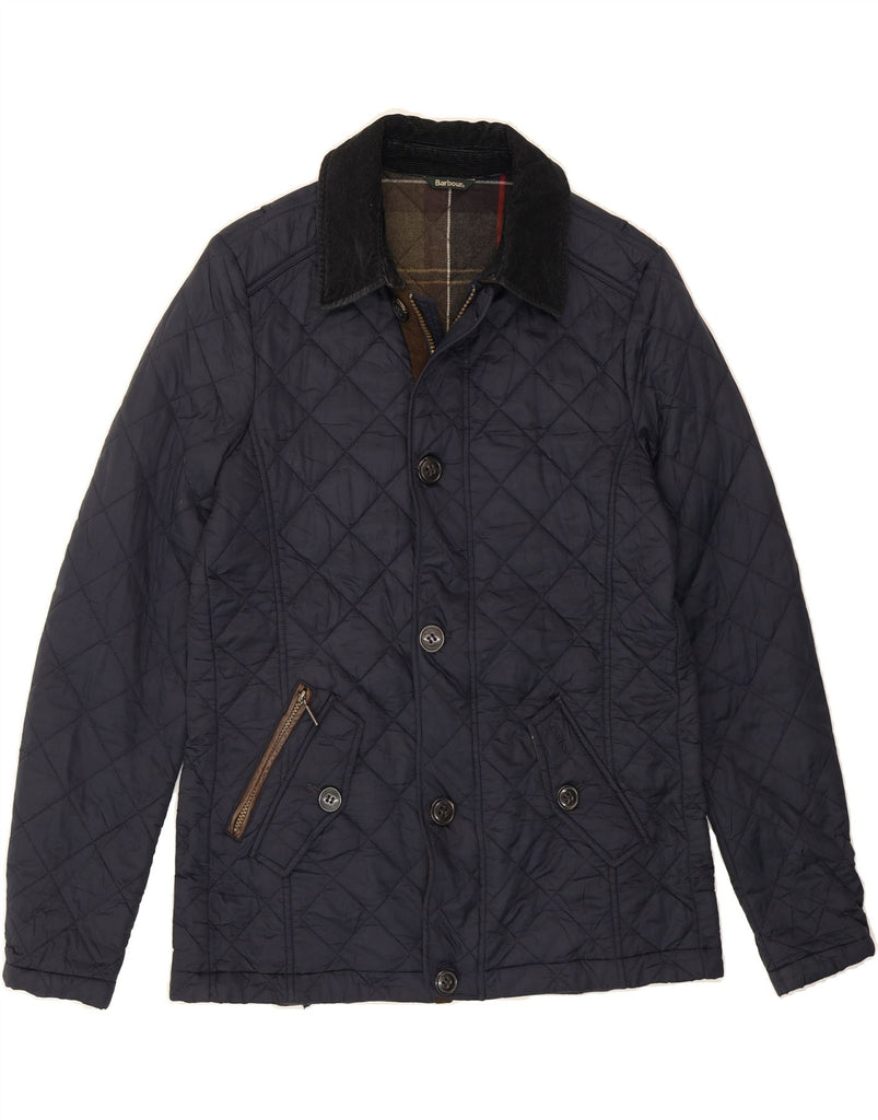 BARBOUR Mens Classic Quilted Jacket UK 40 Large Navy Blue Polyamide Vintage Barbour and Second-Hand Barbour from Messina Hembry 