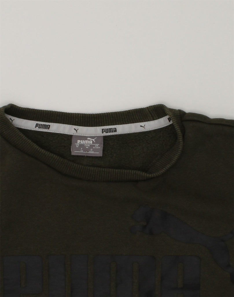 PUMA Boys Graphic Sweatshirt Jumper 9-10 Years Khaki Cotton | Vintage Puma | Thrift | Second-Hand Puma | Used Clothing | Messina Hembry 