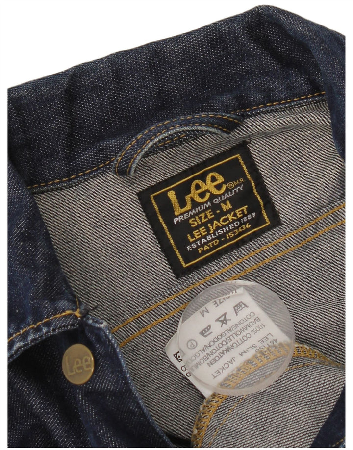 Lee Womens Crop Denim Jacket UK 12 Medium Navy Blue Cotton