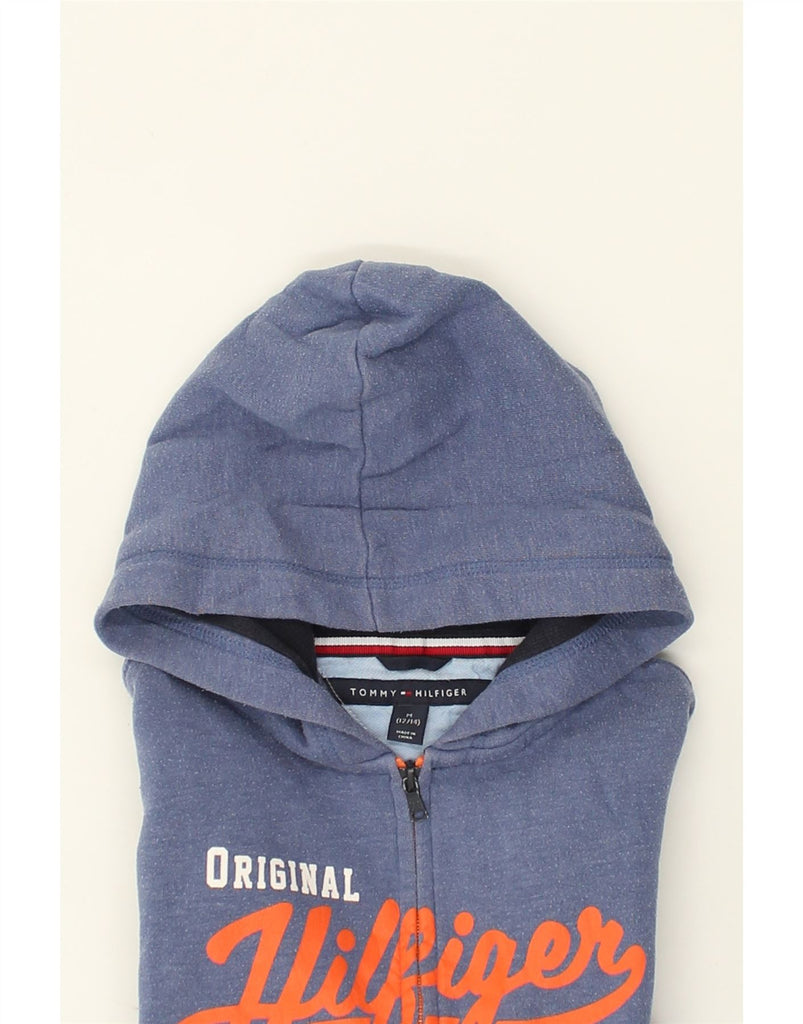 TOMMY HILFIGER Boys Graphic Zip Hoodie Sweater 12-13 Years Medium Blue | Vintage Tommy Hilfiger | Thrift | Second-Hand Tommy Hilfiger | Used Clothing | Messina Hembry 