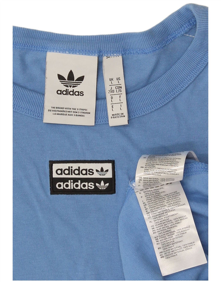 Adidas Mens Graphic Top Long Sleeve Large Blue Colourblock Cotton