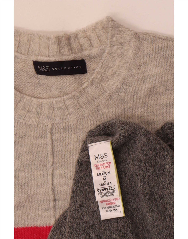 Marks & Spencer Womens Crew Neck Jumper Sweater UK 14 Medium Grey