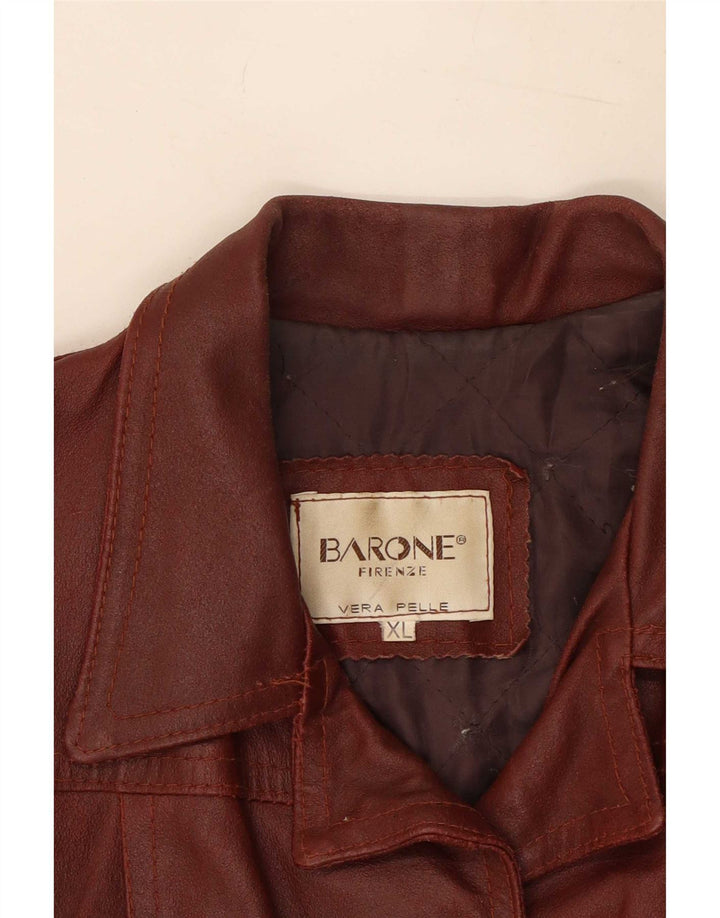 Barone Womens Leather Jacket UK 18 XL Brown