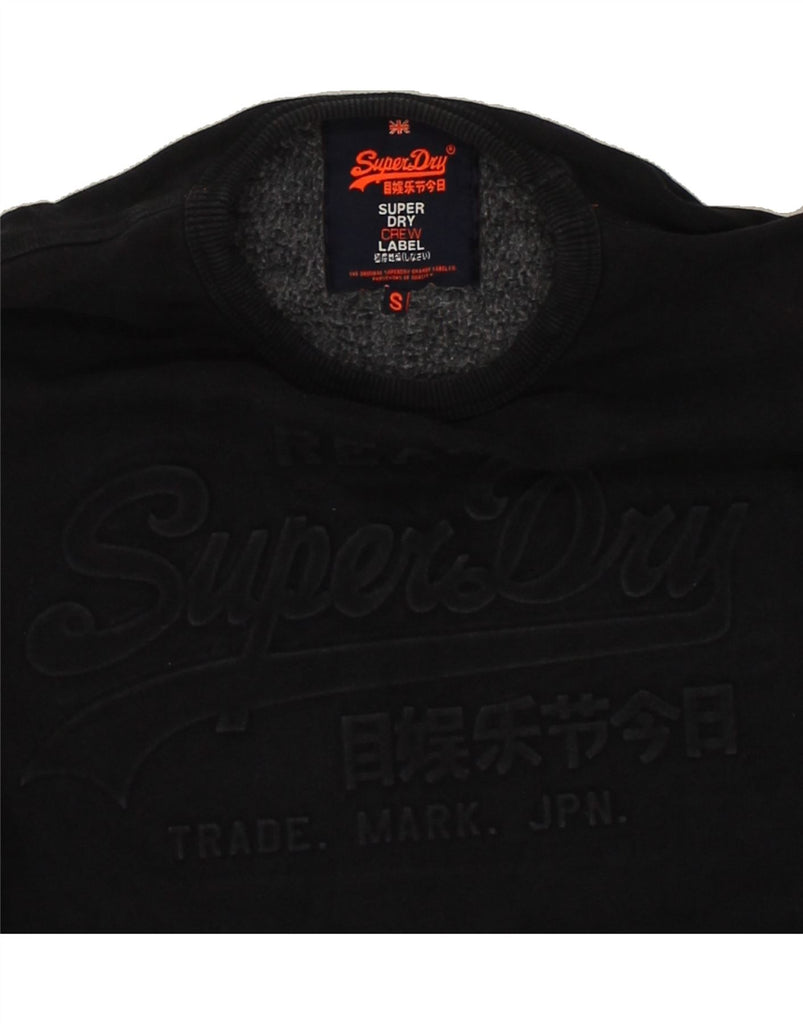 SUPERDRY Mens Graphic Sweatshirt Jumper Small Black Cotton | Vintage Superdry | Thrift | Second-Hand Superdry | Used Clothing | Messina Hembry 