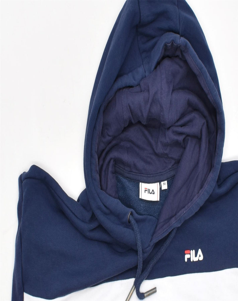 FILA Womens Hoodie Jumper UK 12 Medium Blue Cotton | Vintage | Thrift | Second-Hand | Used Clothing | Messina Hembry 