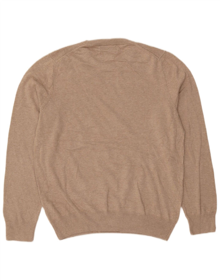 Marks & Spencer Mens Crew Neck Jumper Sweater Medium Beige Cotton