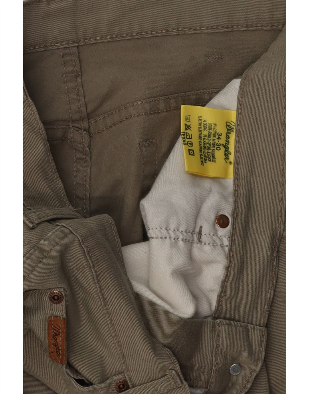 WRANGLER Mens Texas Straight Casual Trousers W34 L30 Khaki Cotton