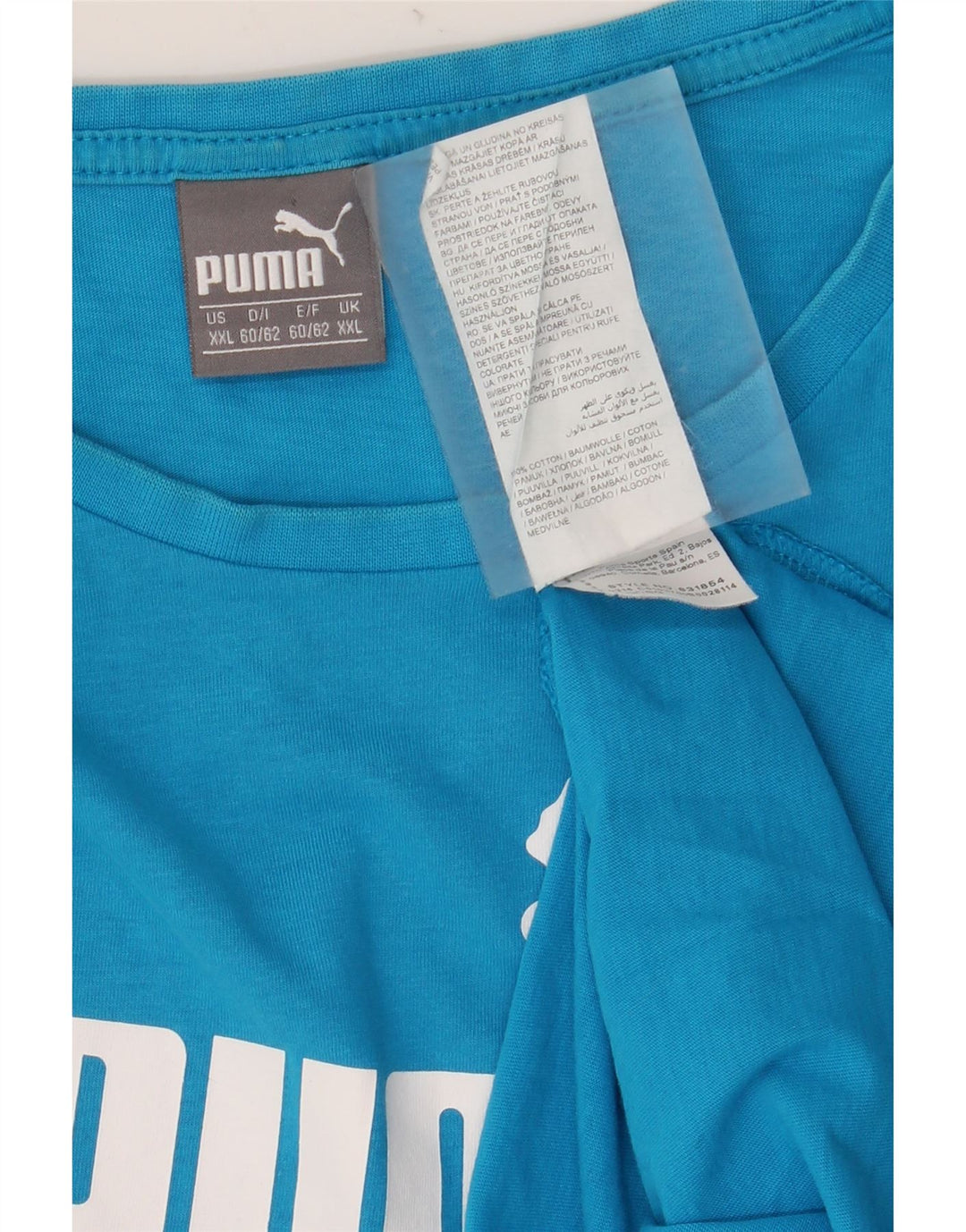 Puma Mens Graphic T-Shirt Top 2XL Blue Cotton