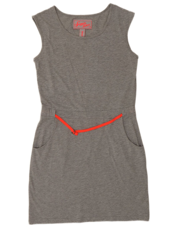 Superdry Womens Sleeveless Sheath Dress UK 14 Large Grey Polyester