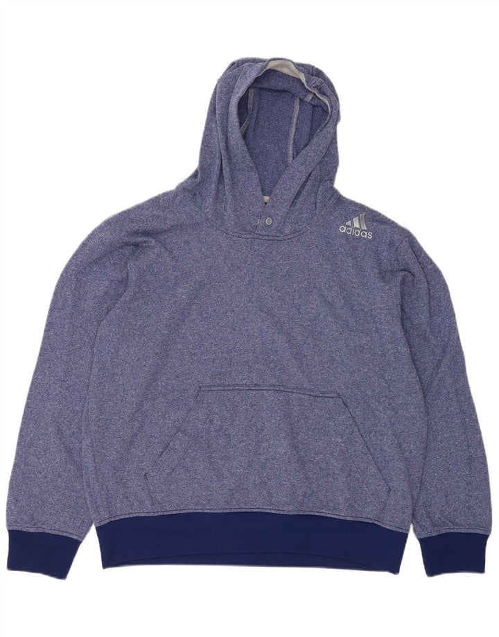 Adidas Mens Climawarm Hoodie Jumper Large Blue Flecked Polyester