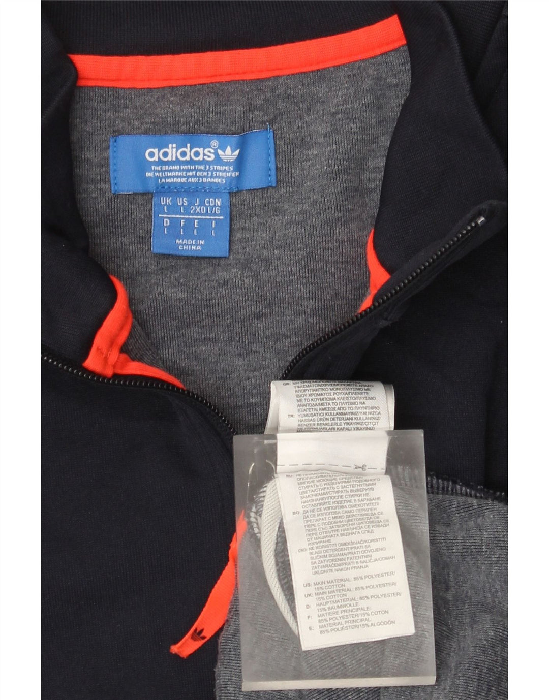 Adidas Mens Zip Neck Sweatshirt Jumper Large Navy Blue Colourblock