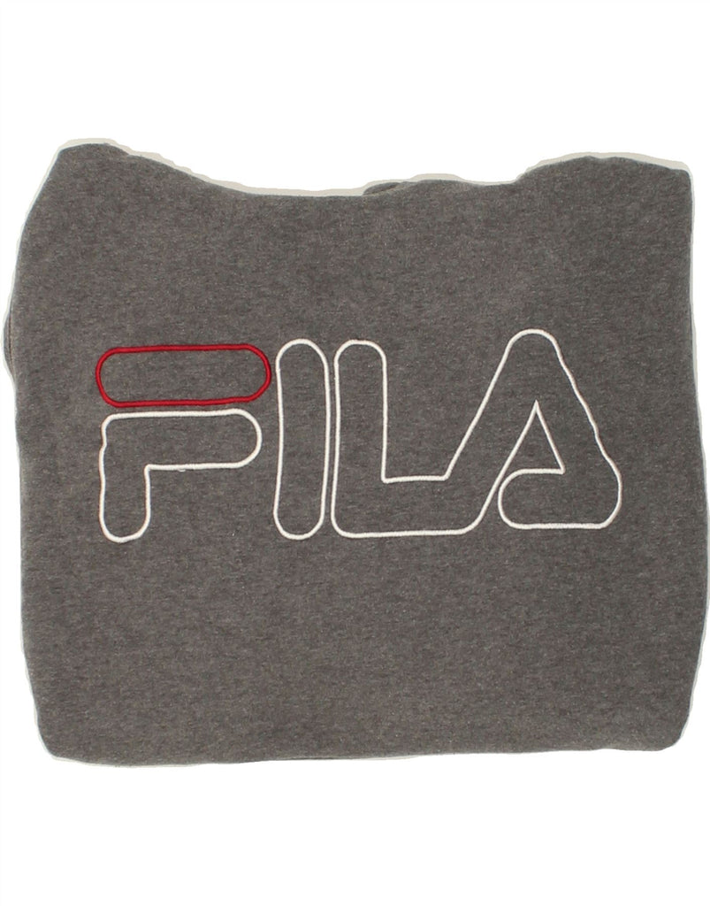 FILA Mens Graphic Hoodie Jumper Medium Grey Cotton | Vintage Fila | Thrift | Second-Hand Fila | Used Clothing | Messina Hembry 