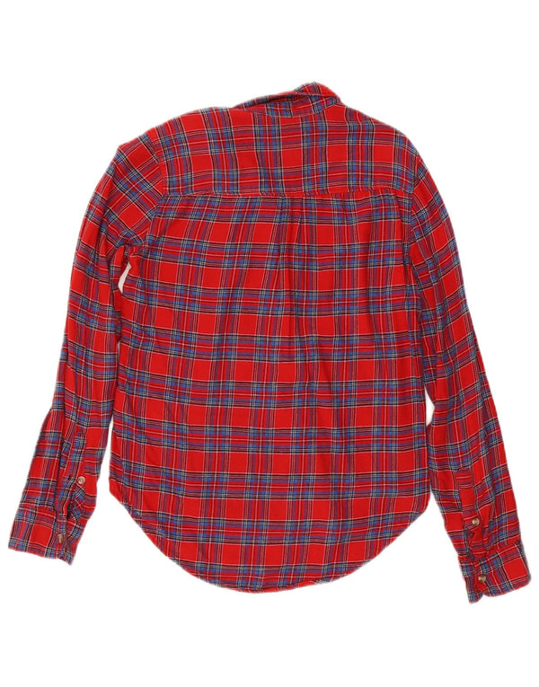 Abercrombie & Fitch Womens Flannel Shirt UK 6 XS Red Check Cotton
