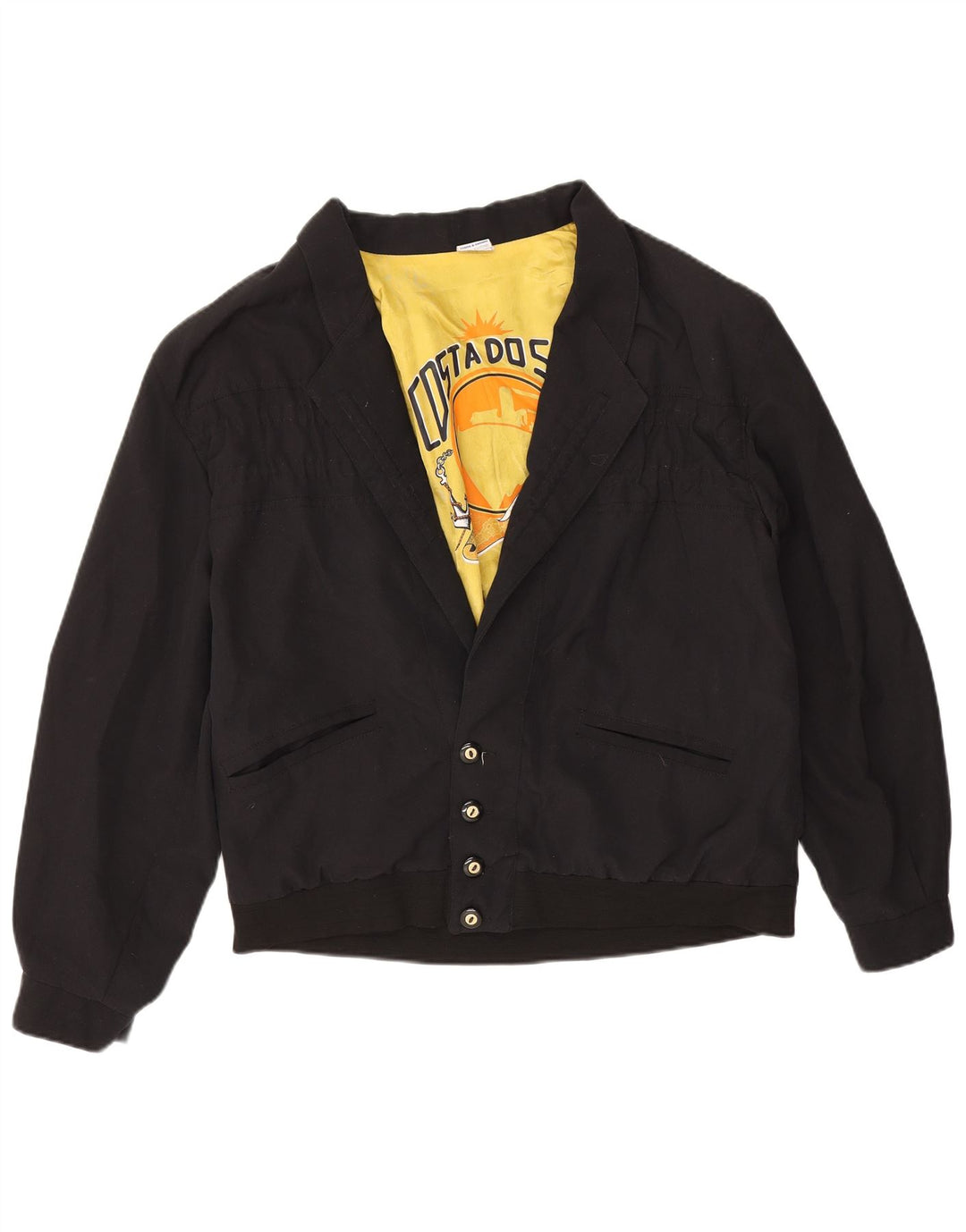Vintage Mens Bomber Jacket Large Black Cotton