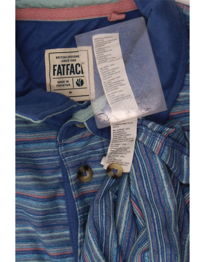 FAT FACE Mens Polo Shirt Medium Blue Striped Cotton