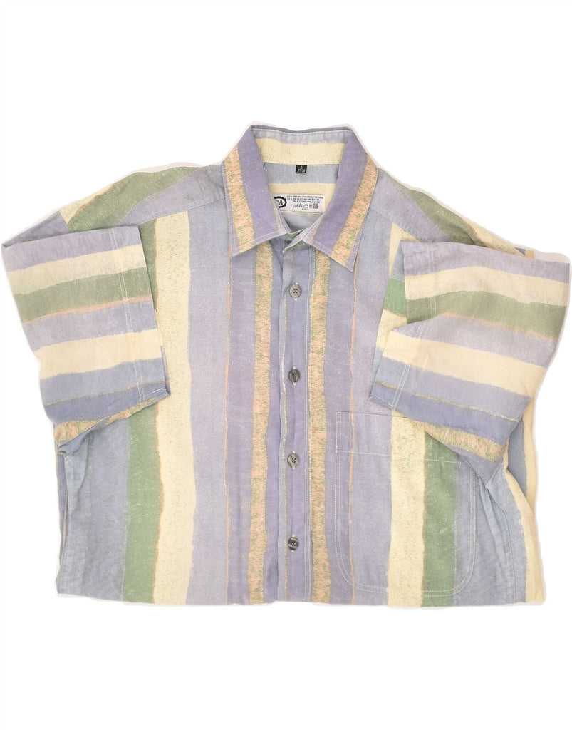 C&A Mens Short Sleeve Shirt Size 37/38 Small Multicoloured Striped | Vintage C&A | Thrift | Second-Hand C&A | Used Clothing | Messina Hembry 