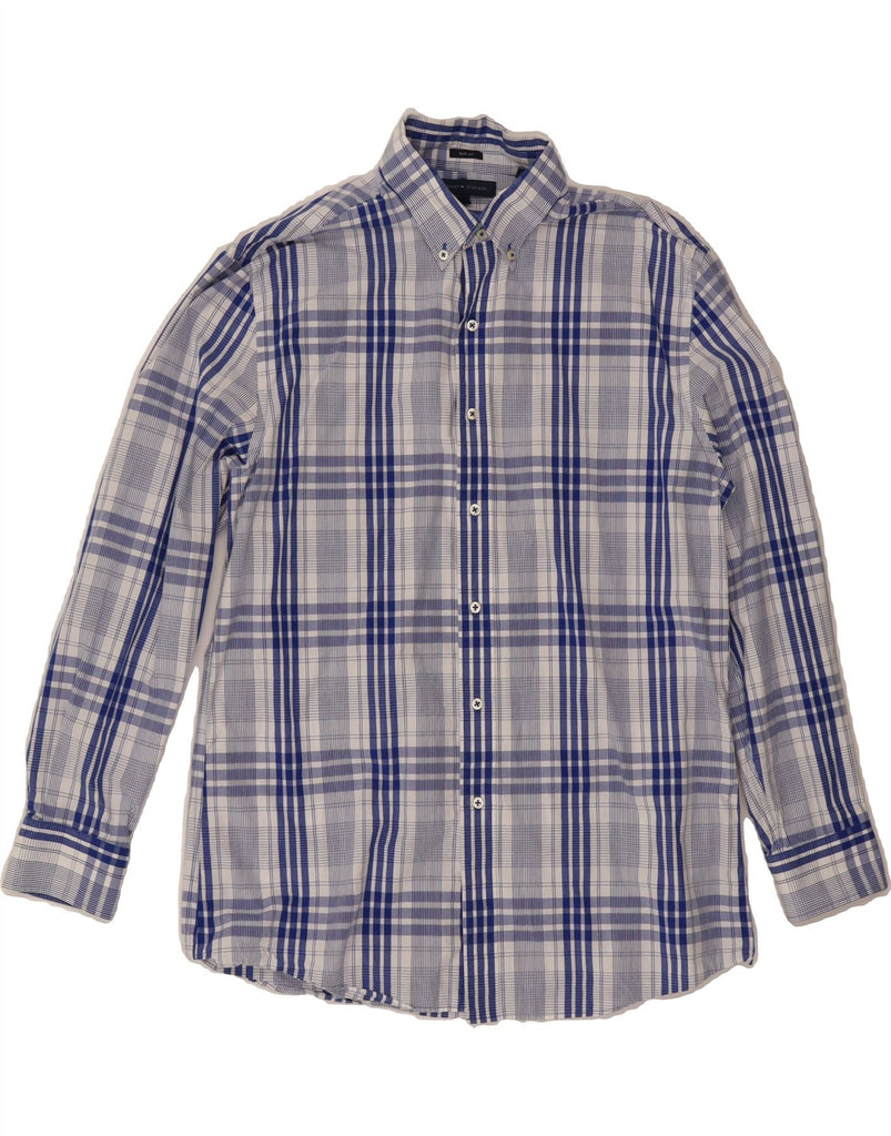TOMMY HILFIGER Mens Slim Fit Shirt Size 16 1/2 Large Blue Check Cotton Vintage Tommy Hilfiger and Second-Hand Tommy Hilfiger from Messina Hembry 
