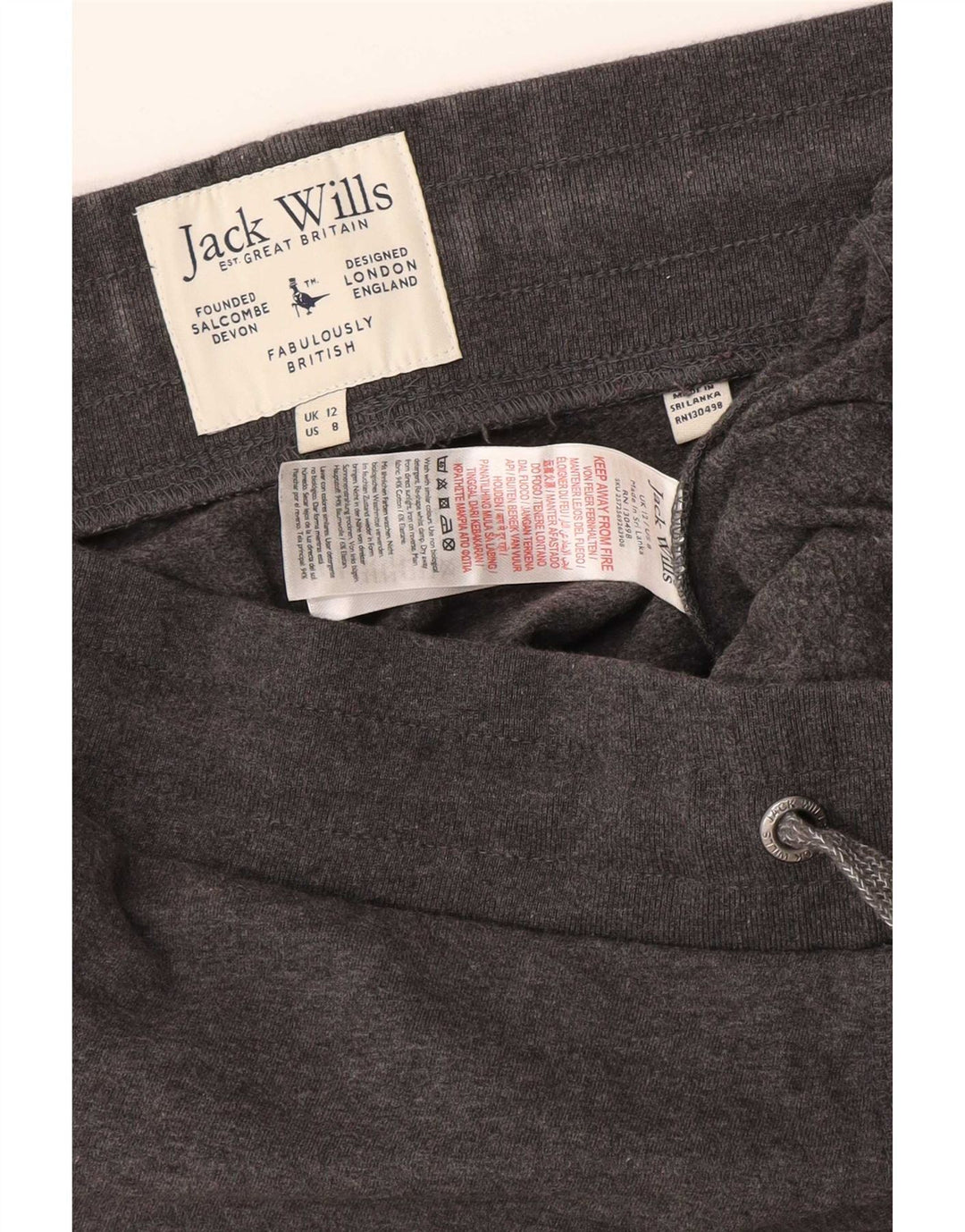 Jack Wills Womens Graphic Tracksuit Trousers Joggers UK 12 Medium Grey