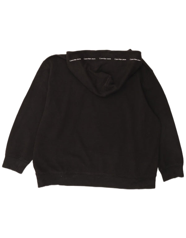 Calvin Klein Jeans Mens Graphic Hoodie Jumper 5XL Black Cotton