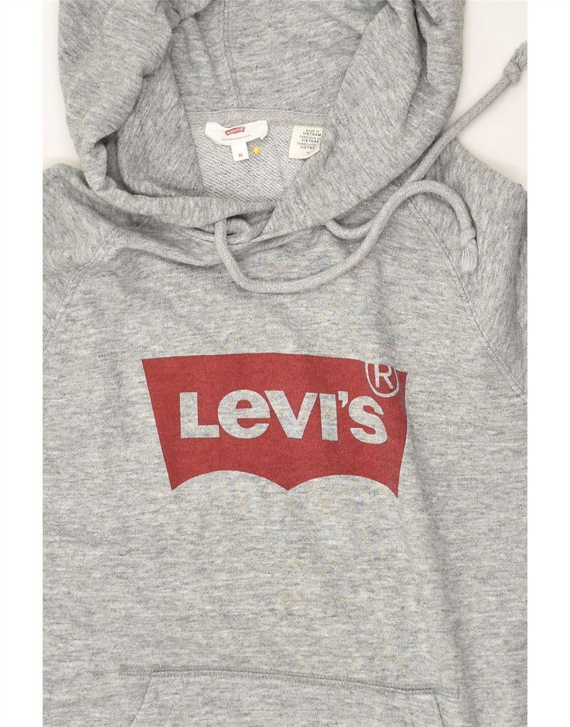 LEVI'S Womens Graphic Hoodie Jumper UK 14 Medium Grey Cotton | Vintage Levi's | Thrift | Second-Hand Levi's | Used Clothing | Messina Hembry 