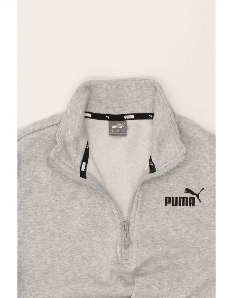 PUMA Womens Zip Neck Sweatshirt Jumper UK 14 Medium Grey Cotton Vintage Puma and Second-Hand Puma from Messina Hembry 