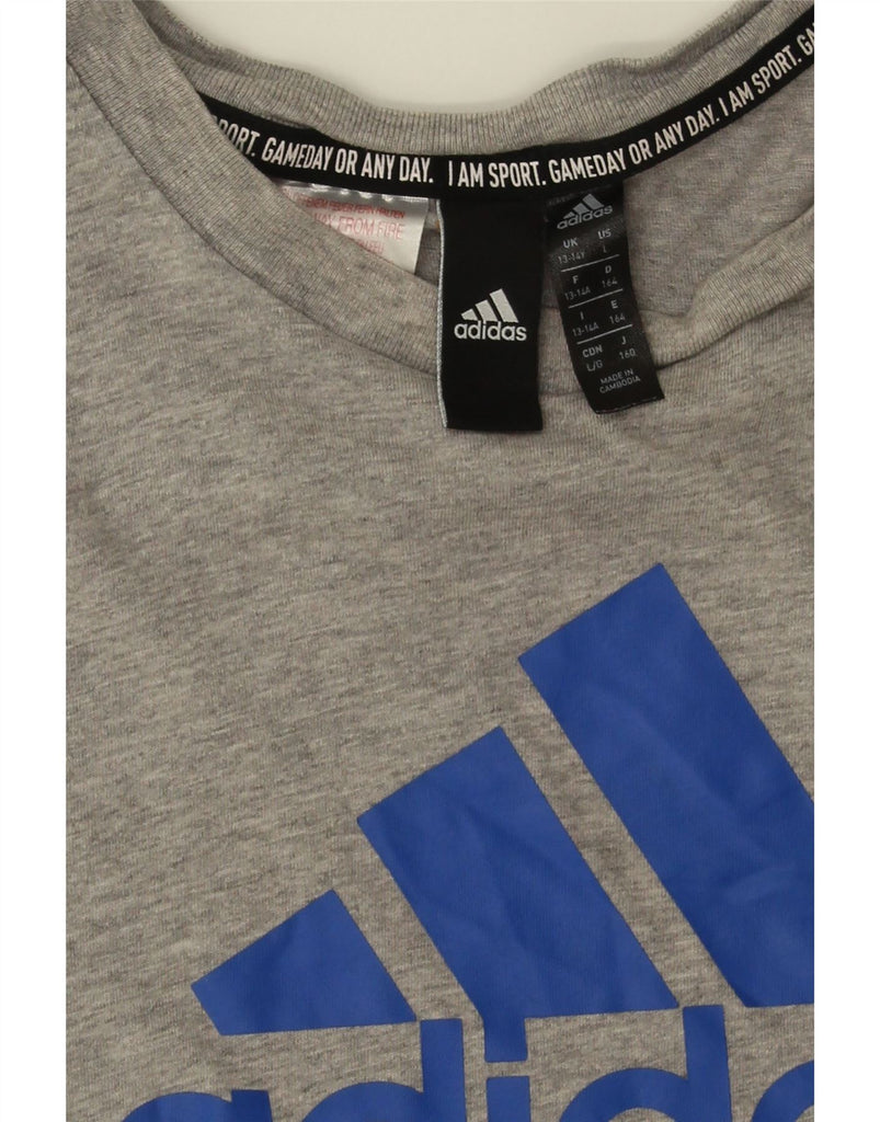ADIDAS Boys Graphic T-Shirt Top 13-14 Years Grey Cotton Vintage Adidas and Second-Hand Adidas from Messina Hembry 