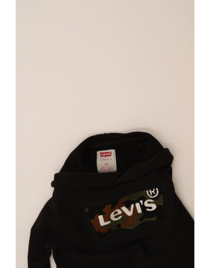 LEVI'S Girls Graphic Hoodie Jumper 15-16 Years Black Cotton Vintage Levi's and Second-Hand Levi's from Messina Hembry 