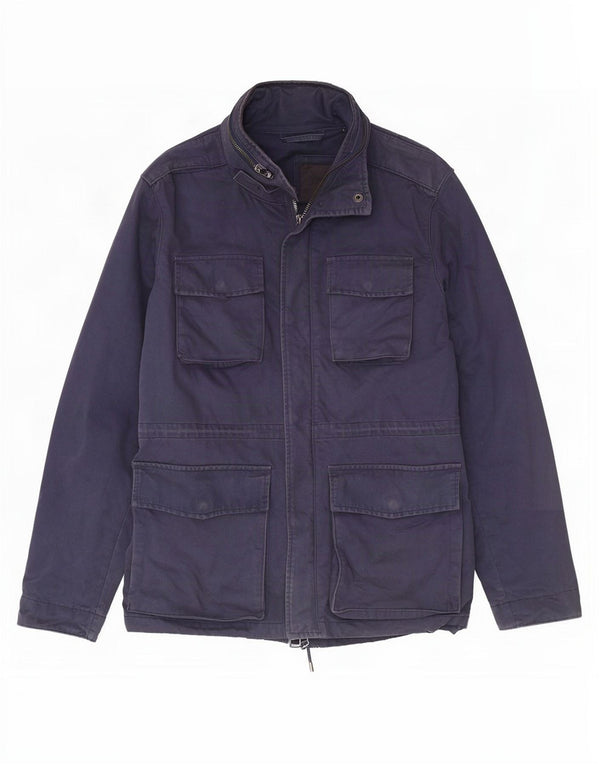 Marks & Spencer Mens Hooded Military Utility Jacket UK 42 XL Navy Blue