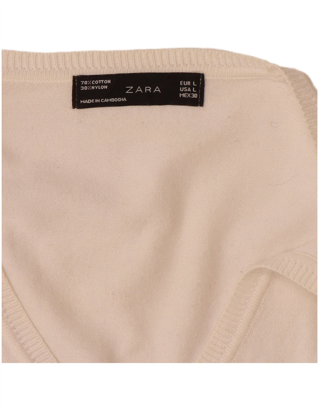 Zara Womens Cardigan Sweater UK 14 Large White Cotton
