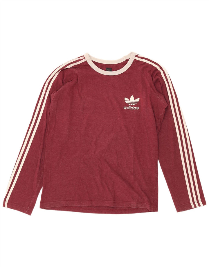 Adidas Mens Top Long Sleeve Medium Burgundy Cotton