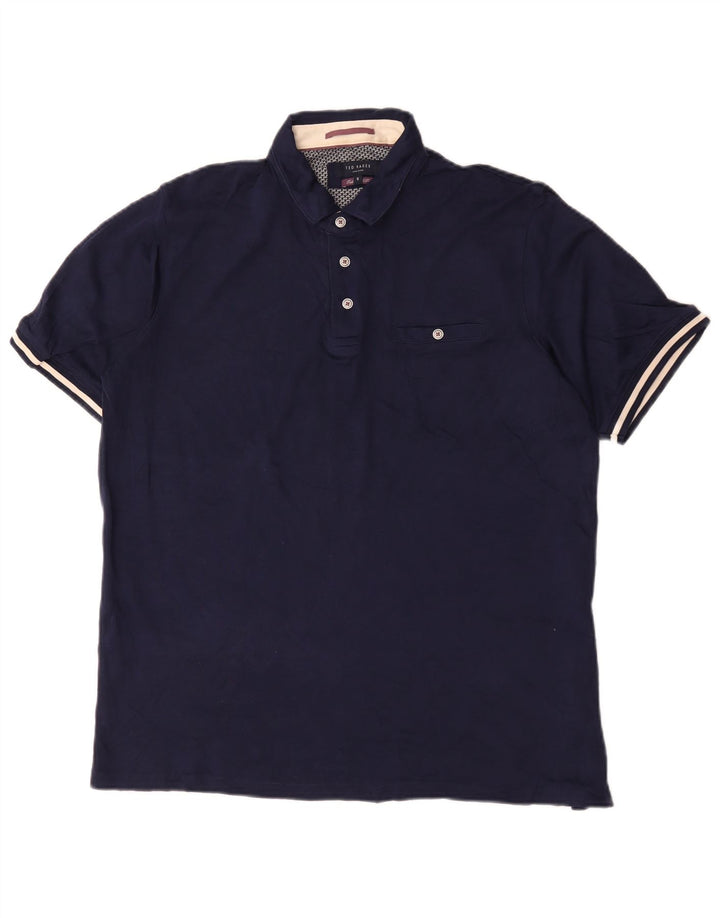 Ted Baker Mens Polo Shirt Size 5 XL Navy Blue Cotton