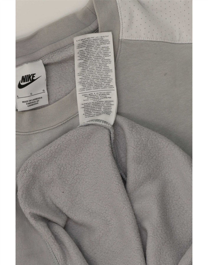 Nike Mens Graphic Sweatshirt Jumper Large Grey Colourblock Cotton