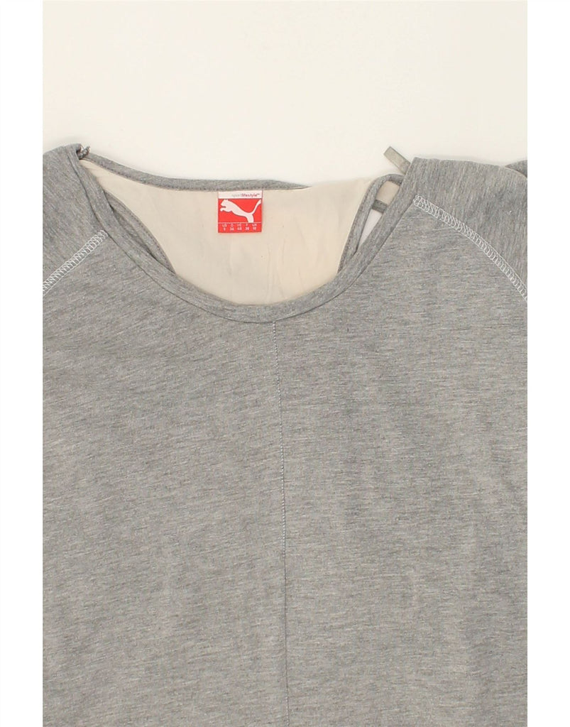 PUMA Womens Hooded Blouse Top UK 10 Small  Grey Polyester | Vintage Puma | Thrift | Second-Hand Puma | Used Clothing | Messina Hembry 