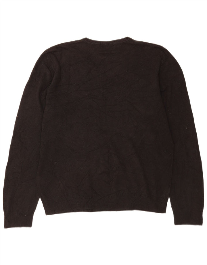 Marks & Spencer Mens Blue Harbour V-Neck Jumper Sweater Large Black Acrylic