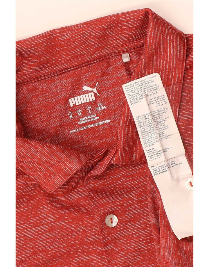 Puma Mens Polo Shirt Large Red Flecked Polyester