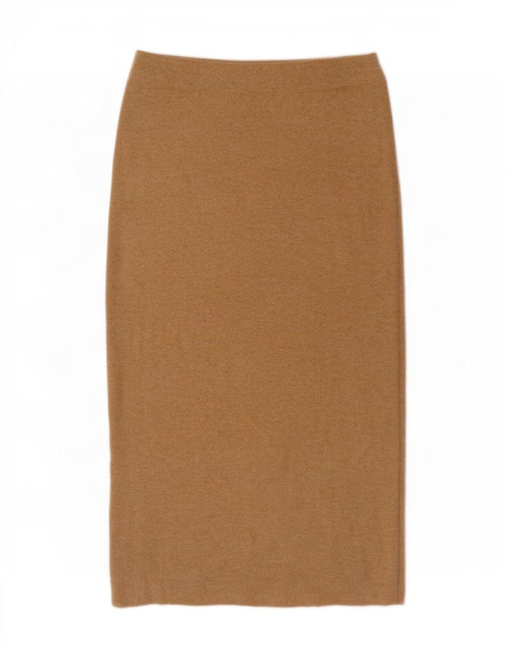Zara Womens Knit Midi Skirt Small W26 Beige Polyester